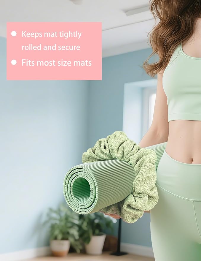 Yoga Mat Scrunchie - Yoga Mat Strap Band - Fits Most Size Mats (Not Suitable for Overly Thick Mats)