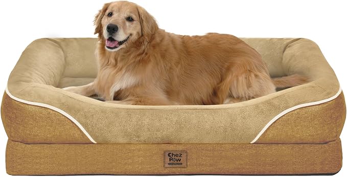 Waterproof Orthopedic XL Dog Bed for Large and Extra Large Dogs | Egg Crate Foam, 4-Sided Bolster Support, Waterproof Liner, Non-Slip Bottom, Machine Washable Cover, 42 x 30 Inch