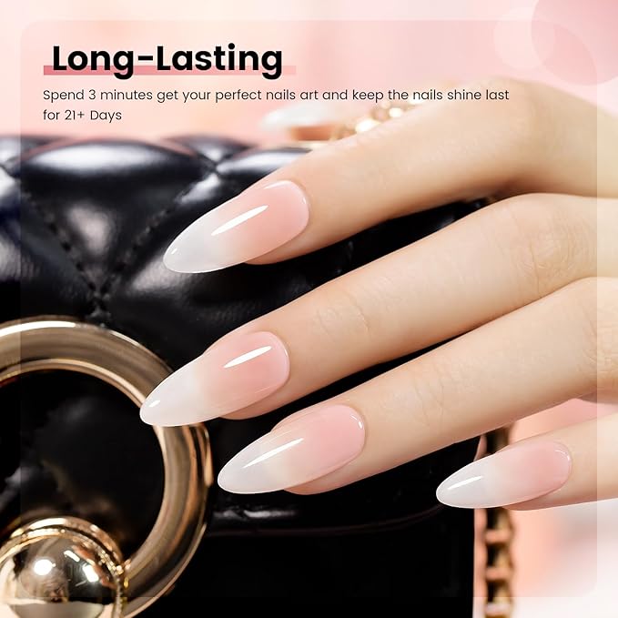 RARJSM Jelly Nude Gel Nail Polish Set 6 Transparent Neutral Skin Tone Colors Milky White Clear Pink Sheer Rose Red French Manicure LED UV Gelpolish Soak Off Curing Requires for Home Salon 7.5ml