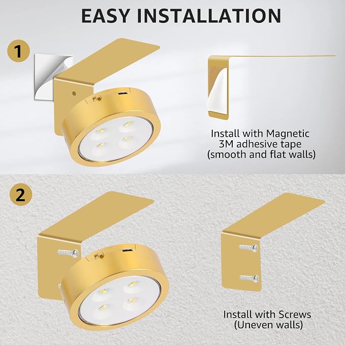 MIOBLUE 3-Pack Picture Lights for Wall, Rechargeable Battery Operated Painting Light with Remote Control Dimmable and Timer, 3 Lighting Modes Magnetic Art Display Puck Light for Home Decor