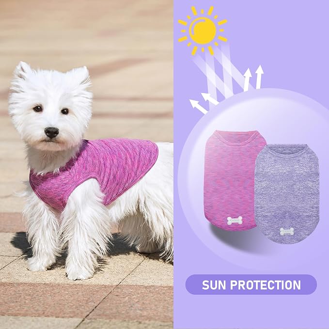 KYEESE 2Pack Dog Shirt for Small Dogs Sun Protection Tank Top for Summer | Reflective for Safety, Lightweight & Breathable, Shedding Control, Skin-Friendly for Sensitive Dogs, Easy On/Off, Quick Dry