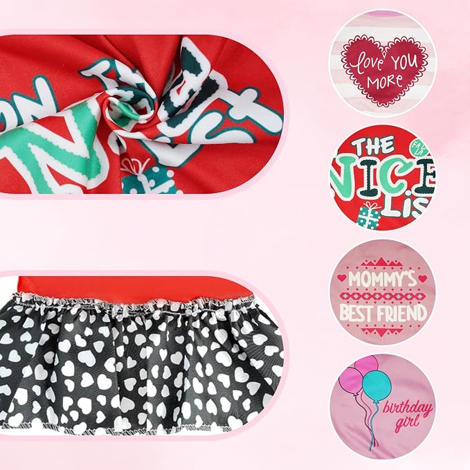 Pistha 4 Pack Dog Dresses Adorable Girl Puppy Printed Dresses Pets Apparel | Printed Pet Doggy Clothes for Small Dogs Cats Girl Holiday Apparel Dresses