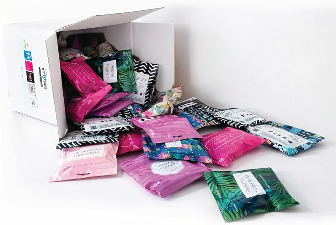Bulk Period Kits (Assorted Colors) – Prefilled Menstrual Hygiene Kits with Tampon, Pad & Feminine Wipes | Individually Wrapped for Schools, Shelters & Outreach Programs (10)