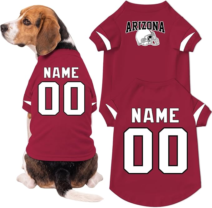 Arizona Dog Clothes Personalized Pet Jersey T-Shirt Custom Name Number