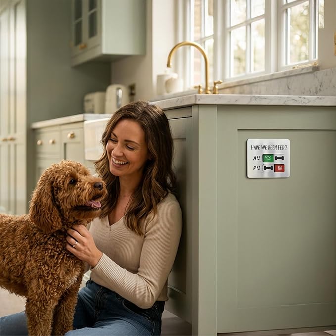 Dog Feeding Reminder - Dog Feeding Chart with Have We Been Fed AM/PM Tracker, Magnets Fed Sign with Pet Tracker for Fridge, Prevent Overfeeding