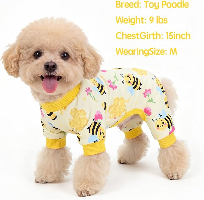 XPUDAC 4 Pack Dog Pajamas Soft Puppy Clothes for Small Medium Dogs, 2XL | Stretchy, Breathable, Sleepwear, Gentle on Skin, Dog Recovery Suit, Shedding Suit, All Seasons