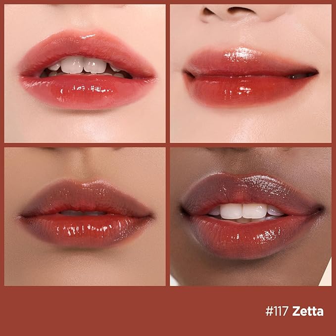 Laka Fruity Glam Lip Tint Mini, 1.9g/0.07oz, Glowing Lip Stain with Wide Color Spectrum, Hydrating & Lightweight Texture, Long-Lasting Bold Stain, Non-Sticky, Vegan, K-Beauty (#117 Zetta)