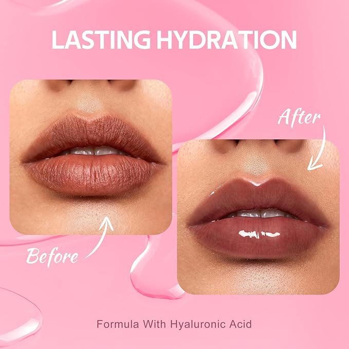 Color Nymph Lip Oil + Lip Gloss Duo, Moisturizing Lip Treatment & Shiny Lip Color, Gentle for Sensitive Dry Lips, Long-Lasting Gloss, #03 Beaver