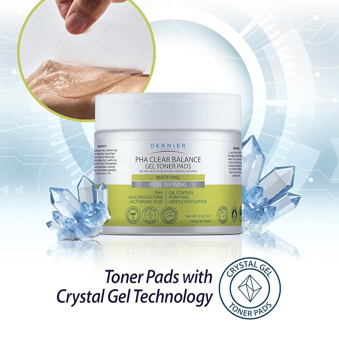 Dernier Beauty Exfoliating Face Pads – PHA & Gluconolactone Face Scrub with Astringent Action – Oil Control Pore Minimizer – Gentle Daily Exfoliation for Smooth Radiance | 100g - 80 Pads