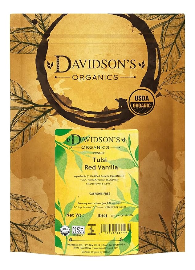Davidson's Organics, Tulsi Red Vanilla, Loose Leaf Tea, 16-Ounce Bag