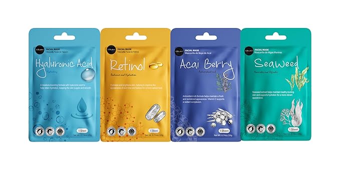 celavi Face Mask Set Korean Beauty Essence Facial Paper Sheet Mask Korea Skin Care Moisturizing 4 Packs of each 12 New flavors K-Beauty Skincare 48 masks in a pack Made in Korea