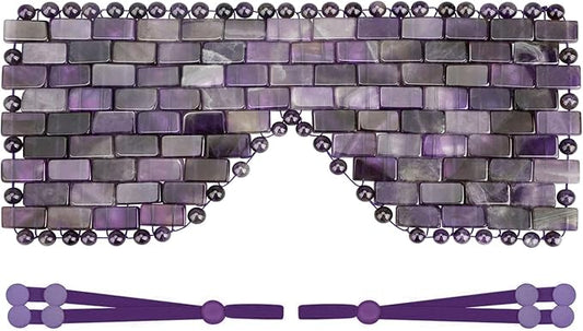 ideayard Crystal Eye Mask, Cooling Sleep Mask 100% Amethyst, Jade Stone Eye Mask for Hot & Cold Anti Aging Therapy, Headache and Migraine Relief