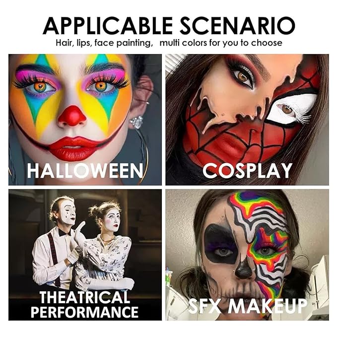 Red Body Paint Stick, Waterproof Face and Body Paint for Halloween Joker Zombie Vampire Skeleton Skull Special Effects Mime Makeup (10# Red)