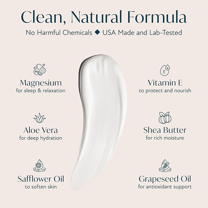 Magnesium Cream USA-Made Unscented Topical Magnesium Lotion for Feet Soreness, Muscle Balm Mag Oil Body Butter, Foot Cream for Feet, Rub for Muscle Soreness, 4oz