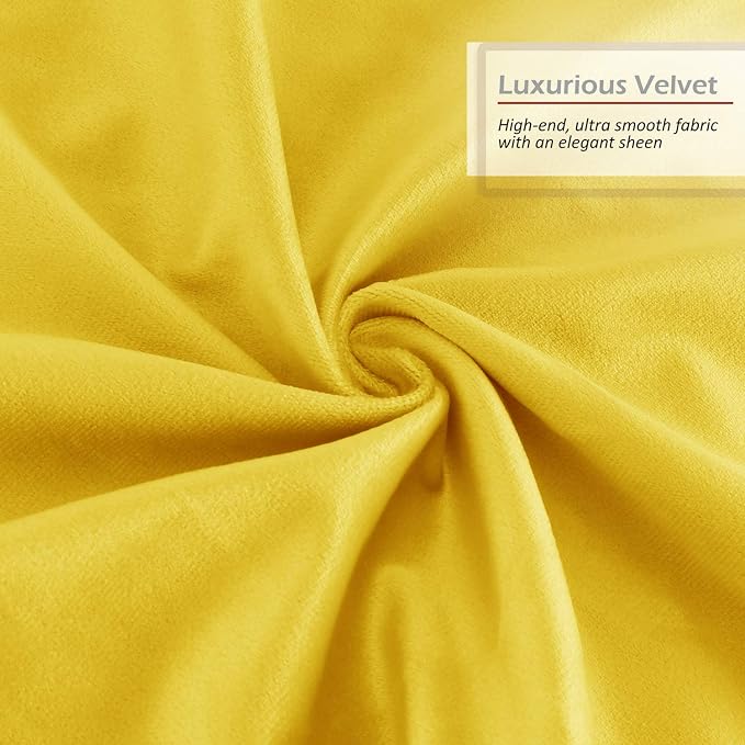 Throw Pillow Inserts Pack of 2 with Velvet Soft Solid Decorative Square Throw Pillow Covers Set for Sofa Couch Car Bedroom, 26X26 Throw Pillows Inserts with 24x24 Washable Cushion Covers, Yellow