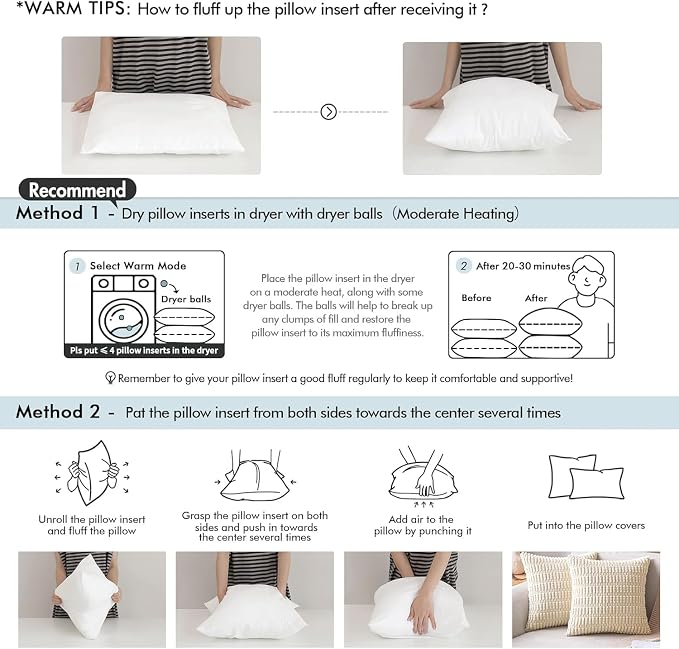 MIULEE Pillow Insert 16x36 Inch Decorative Rectangle Throw Pillow Inserts | Premium Fluffy Pillow Forms Sham Stuffer for Sofa Couch Living Room