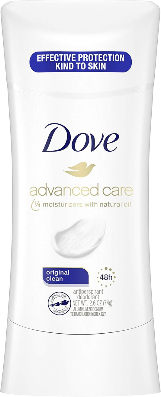 Dove Advanced Care Antiperspirant Deodorant Stick for Women, Original Clean, for 48 Hour Protection And Soft And Comfortable Underarms, 2.6 oz