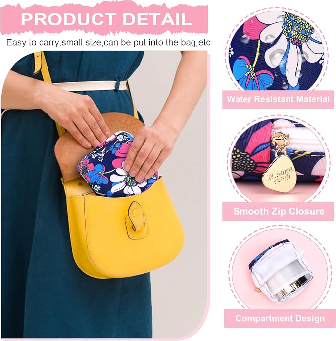 Period Bag for Girls Polyester Period Pouch Pad Bag First Period Kit for Teen Pads/Sanitary Napkins/Small Tampons, Feminine Hygiene Organizer for Women (Jungle Leaf)