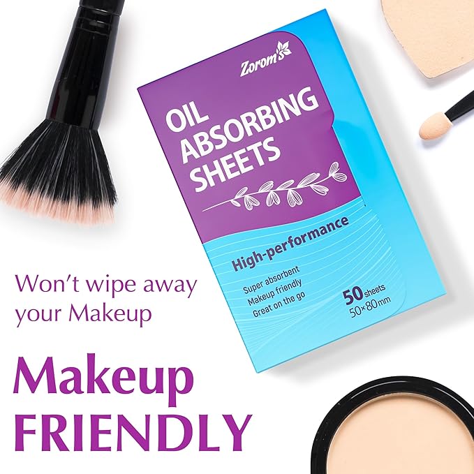 High-Performance Oil Absorbing Sheets for Face - 6 pack (300 sheets) - Makeup Friendly Blotting Papers for Oily Skin - Oil Blotting Sheets for Face