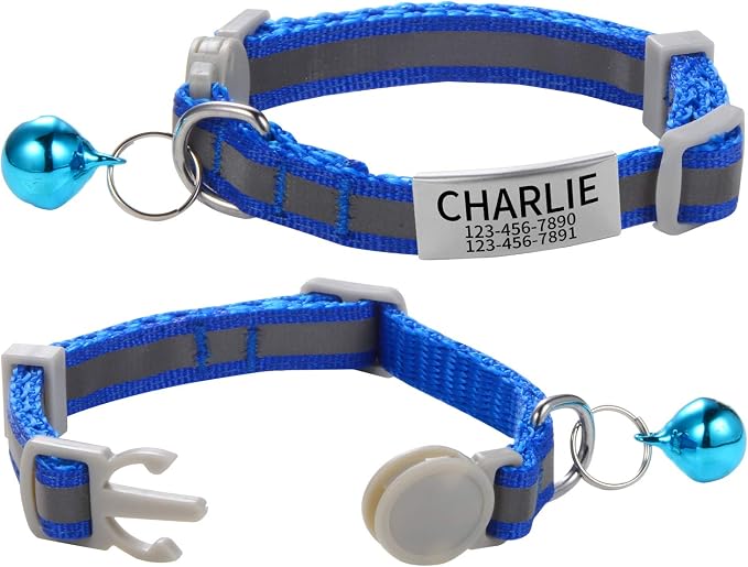 Personalized Breakaway Cat Collar with Bell & ID Tag, Reflection