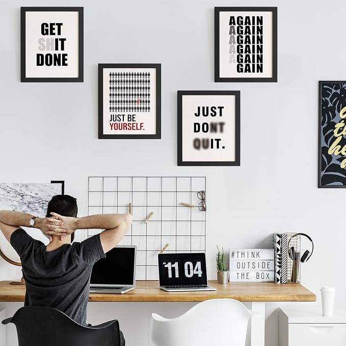 DSHFG Motivational Funny Office Wall Art Prints Set of 4 | Office Inspirational Wall Art, Motivational Quotes Wall Decor Posters for Office Home, 8x10 Unframed