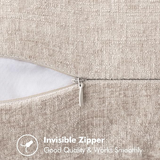 MIULEE Decorative Couch Throw Pillow Covers 18x18 Inch Taupe 2 Pack | Farmhouse Pillow Covers with Stitched Edge, Soft Chenille Cushion Cases, for Sofa Bed Living Room Home Decor