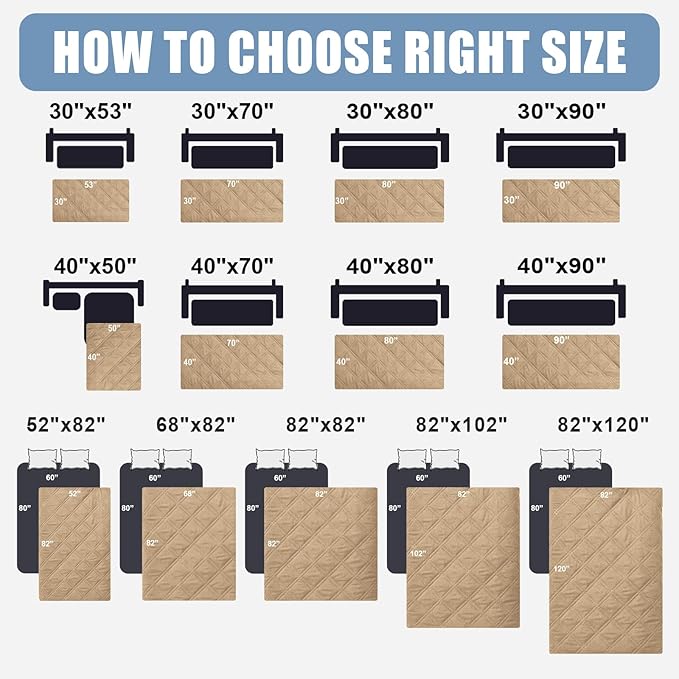 Smiry Waterproof Reversible Pet Couch Covers for Dogs | Pet Friendly, Soft Fabric, Washable Sofa Furniture Protector for Dogs Cat Kids, Checkered (40"x95", Camel/Beige)