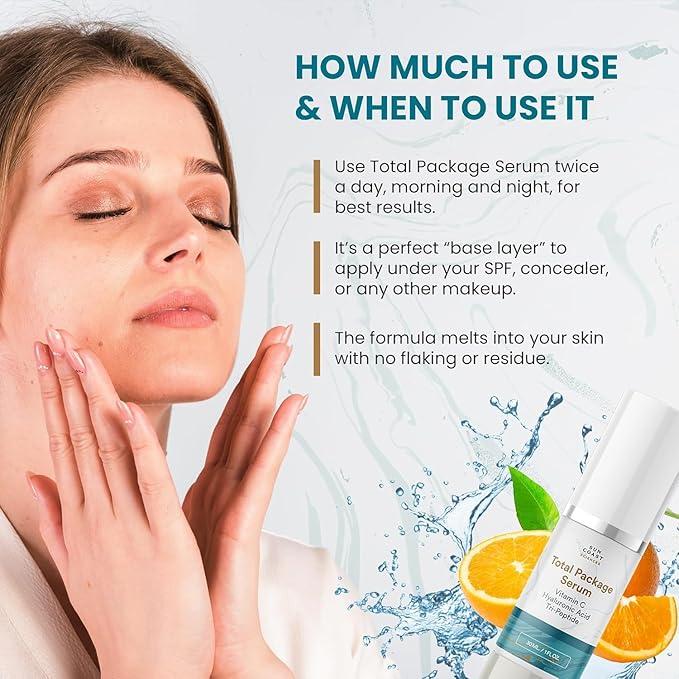 Sun Coast Sciences - Total Package Serum, All-In-One Vitamin C, Hyaluronic Acid, Anti-Aging Facial Super Serum for Wrinkles, Age Spots - 1 fl oz (Pack of 6)
