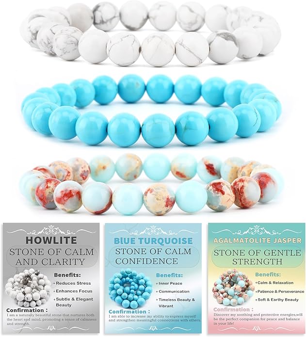 NCB 2.3-Piece 4mm Natural Crystal Gemstone Stretch Bracelets – Handmade Reiki Energy Healing Jewelry for Meditation,Yoga, Unisex