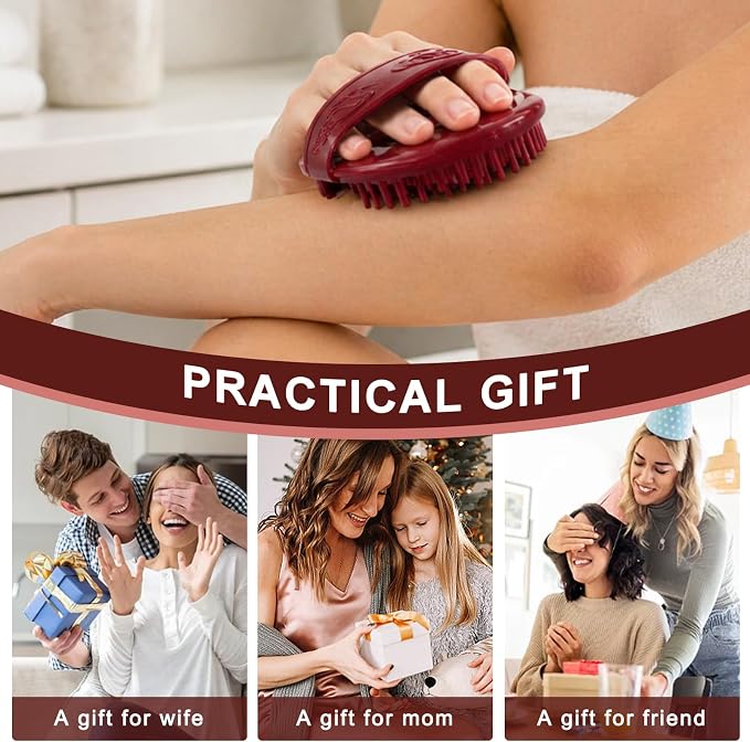 2PCS Magnetic Meridian Massage Brush Set with Measuring Tape, Circulation Boost Massage Tool Set, Soft Silicone Acupressure Brush with Anti-Slip Grip for Belly Back Leg Scalp (Coffee Brown)