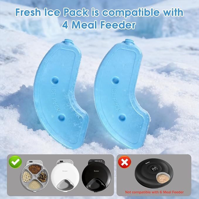 2 Pcs Replacement Ice Packs for Automatic Cat Feeder Wet Food and Automatic Pet Feeder （Place It Horizontally, Not Vertically）