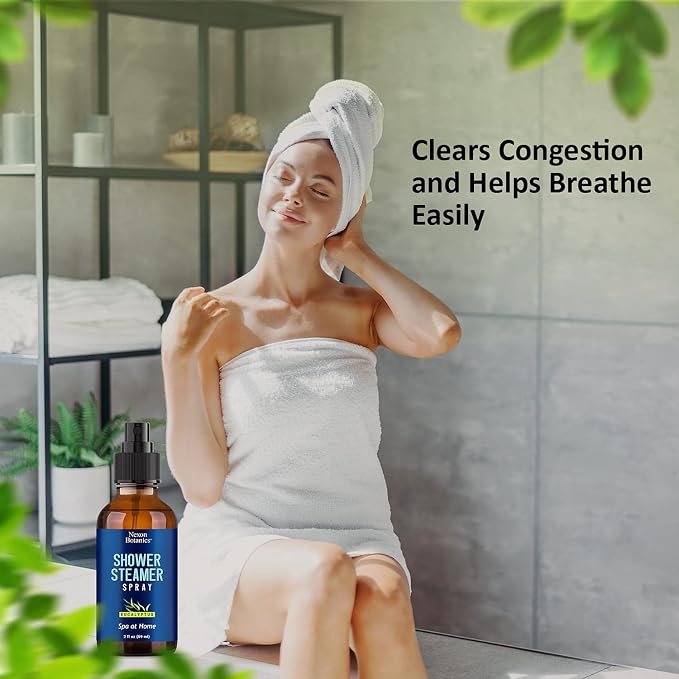 Eucalyptus Shower Steamer Spray 2 fl oz – Aromatherapy Shower Mist with Essential Oils – Eucalyptus Steam Spray for Sauna, Spa, Bathroom & Room – Nexon Botanics