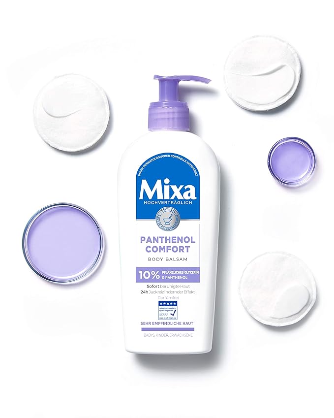 Mixa Panthenol Comfort Body Balm Itch Relief and Soothing Balm with Panthenol and Vegetable Glycerine for Sensitive Skin 250ml