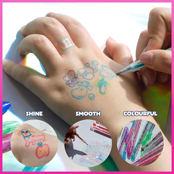 Barbie 16 Piece Glitter Pen Body Art Set, Glittery and Bright Colors, Ages 3 by Townley Girl