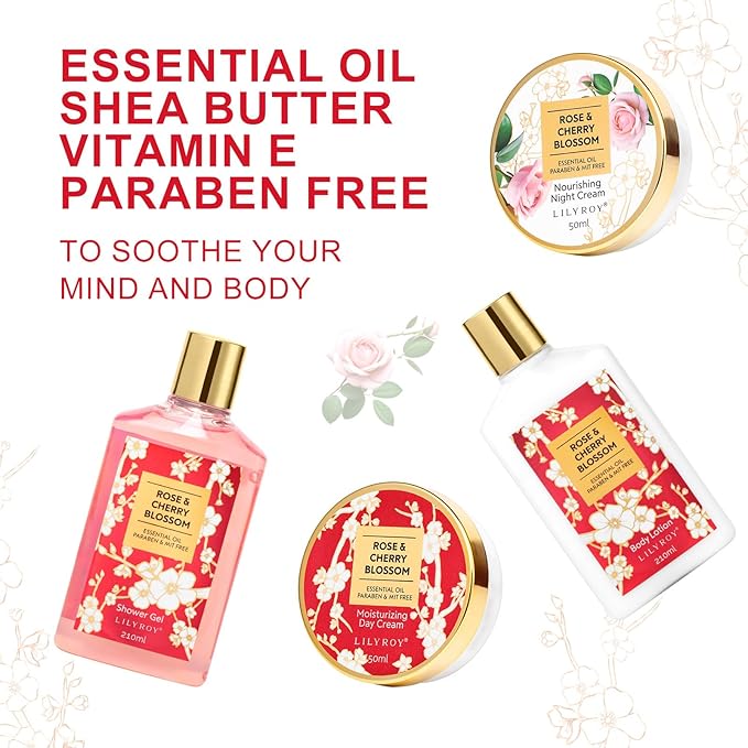 Mothers Day Gifts for Mom, Gifts for Women - 23Pcs Rose Red Gift Box Set Bath and Body Skin Care Gift Set, Spa Gift Set, Beauty Care Kit | Perfect Gift for Birthday, Valentines Day, Christmas Gift
