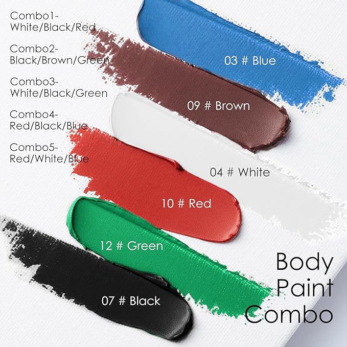 3 Colors White Black Red Face Body Paint Stick, Eye Black Lipstick Face Paint for Baseball/Football/Halloween Accessories Vampire/Witch/Clown Makeup Cream Face& Body Paint Easy to Blend