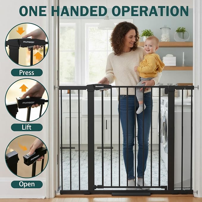 Mumeasy 36" Extra Tall Dog Gate, 29.7-46" Baby Gate for Stairs & Doorways