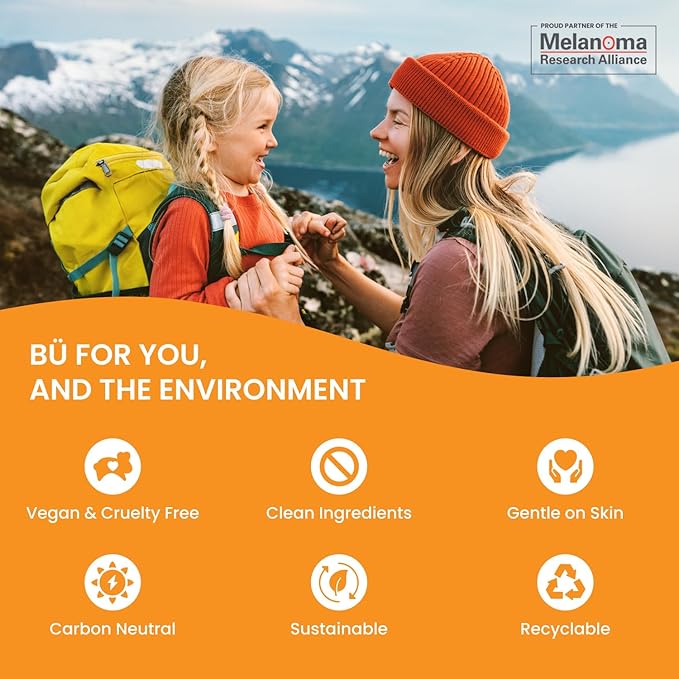 BU SPF 50 Kids Sunscreen Spray for Face and Body, Non Aerosol Spray, Fragrance Free, Clear, Non Greasy, Water Resistant, Fragrance Free 3.3 oz