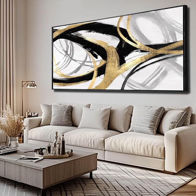 Large Canvas Wall Art Room Decor Framed Wall Art Abstract Line Paintings Home Decoration for Living Bedroom Office 29"x58"