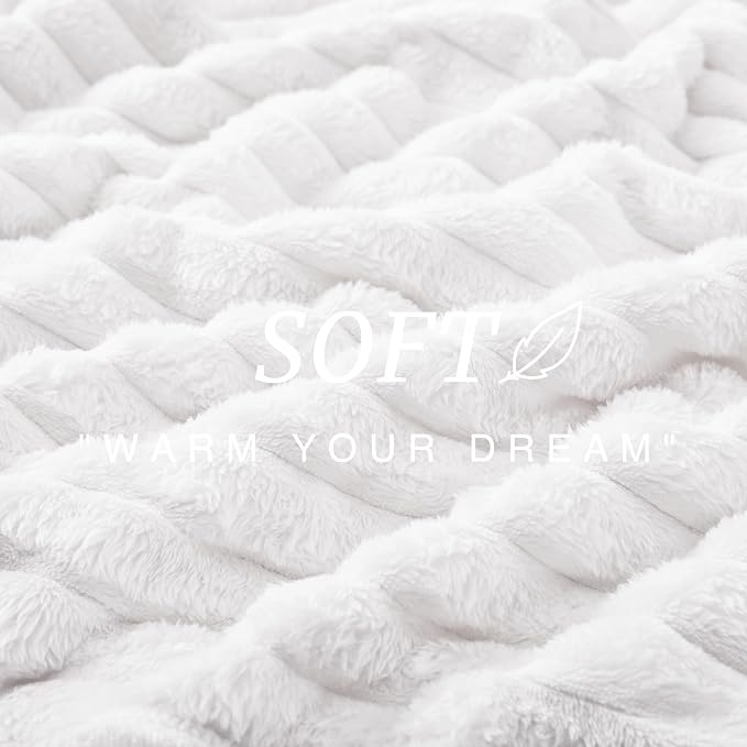 EXQ Home Gentle Soft Fleece Twin Size Blanket – Cozy Lightweight Blanket for Couch Bed – All-Season Warm Fuzzy Flannel Blanket for Women Mom Her – Gifts for Birthday(60"x80",White)