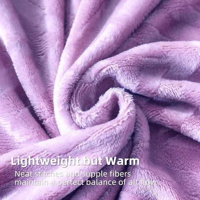 Whale Flotilla Flannel Fleece Fall Bed Blanket Twin Size, Lilac | Lightweight Breathable Soft Bedspread, Plush Fluffy Coverlet Chevron Design Decorative Blanket for Home Life, 60x80 Inch