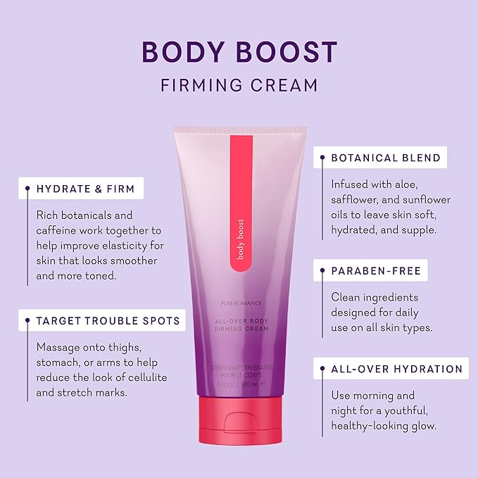 Pure Romance Body Boost, Daily Firming Cream, Our Best Body Lotion for Women Looking to Turn Back the Clock by Firming Experienced Skin with Gravity Defying Results, 6 Fl Oz