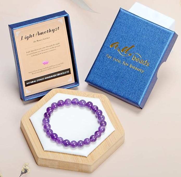 AD Beads Handmade Gemstone Stretch Elastic Bracelet Crystal Healing Reiki Nature's Beauty and Spiritual Essence Unisex