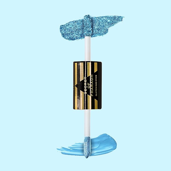 EBIN NEW YORK Secret of Pharaoh Glitter Duo Stick Egyptian Sky | Dual-Ended Primer & Glitter Face Makeup Stick | Creamy Long-Lasting Shimmer Finish | Vegan & Cruelty-Free
