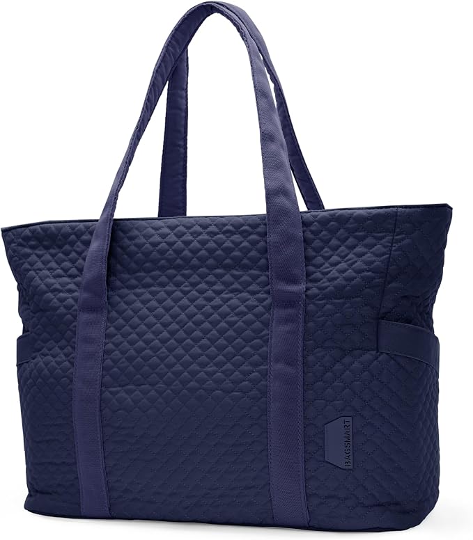 BAGSMART Crush Tote Bag for Women, 20L Puffer Work Tote with Zipper, Travel Essentials Quilted Nurse Hospital Bag