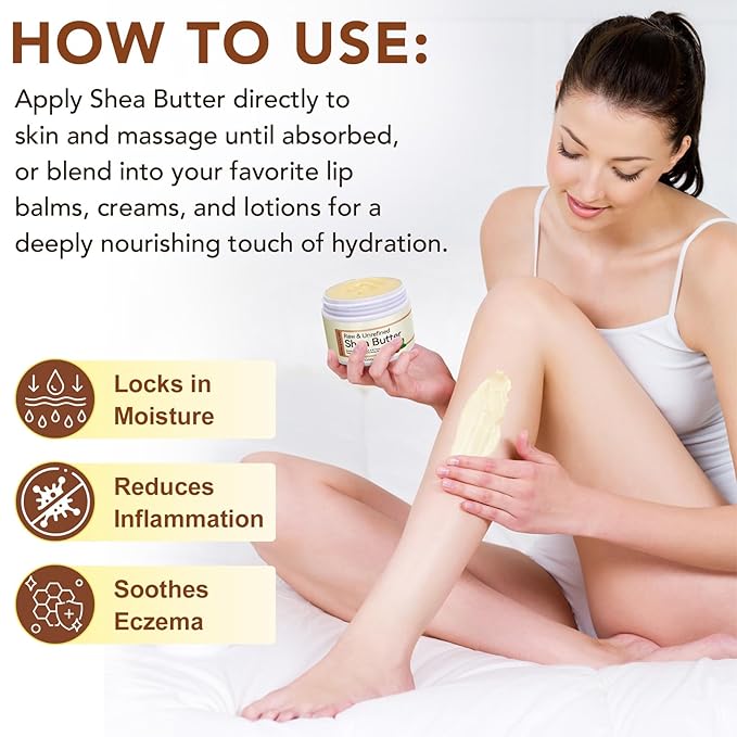 Shea Butter Raw Organic,Pure Shea Butter Unrefined for Skin and Hair Moisturizing - 100% Natural Vitamin A, E & F