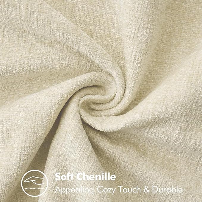 MIULEE Decorative Lumbar Throw Pillow Covers 12x20 Inch Cream White 2 Pack | Farmhouse Pillow Covers with Stitched Edge, Soft Chenille Cushion Cases, for Couch Sofa Bed Living Room Home Decor