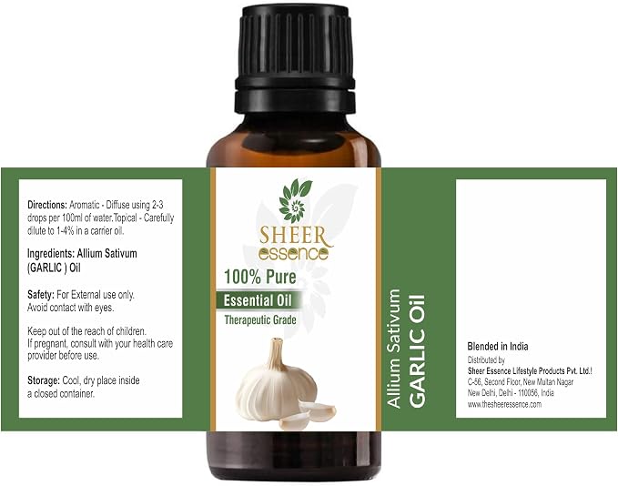 Garlic Oil - (Allium Sativum)- Essential Oil 100% Pure Natural Undiluted Uncut Therapeutic Grade Oil 3.38 FL.OZ