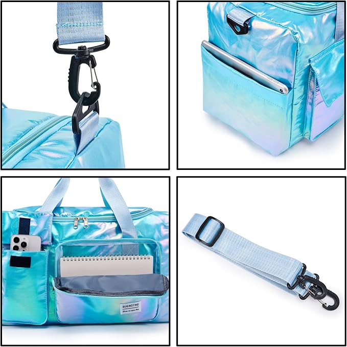 Small Gym Bag for Women, Travel Duffle Bag Carry On Weekender Bag with Shoe Compartment