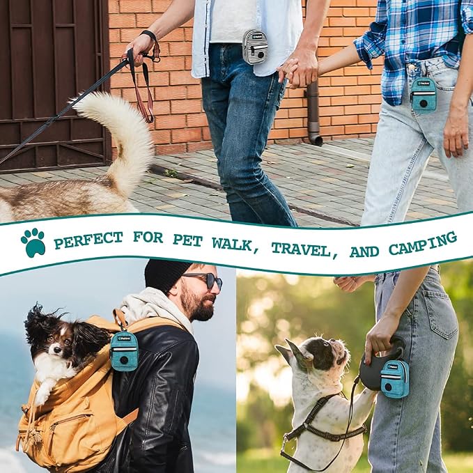 PetAmi Dog Poop Bag Holder for Leash, Waste Bag Dispenser Pet Pouch, Blue